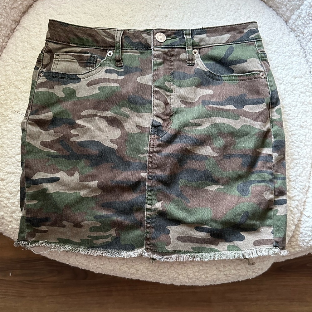 Camo Denim Mini Skirt